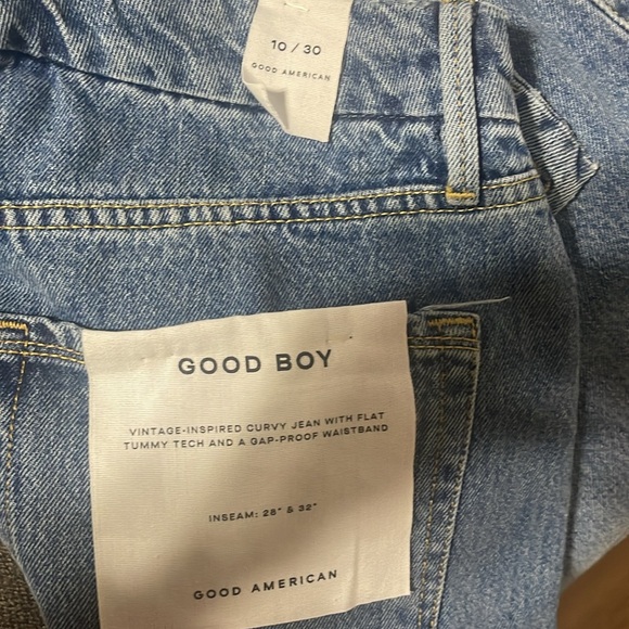 Good American Good Boy High Waist Distressed Nonstretch Jeans Women's Size 10 - Picture 9 of 9